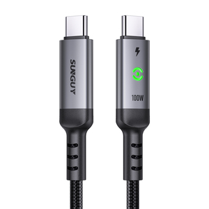 SUNGUY New Arrival Nylon 100w <b>USB</b> C <b>Power</b> <b>Cable</b> Type C Fast Charging Data <b>Cable</b> with Indicator for Phone Latop and Car Use - Product Image 1