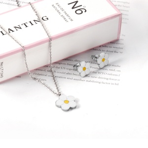 Wholesale Jewelry <b>Set</b> Stainless Steel Jewelry Flower Elegant Type <b>Women</b> Gift Earrings and Pendant Statement Gold Jewelry <b>Sets</b> - Product Image 4