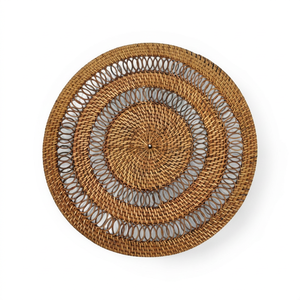 Eco Friendly Round Handmade Rattan <b>Placemat</b> Simple Style Vietnam Origin for Dining Table Styling Natural Sustainable Material - Product Image 1