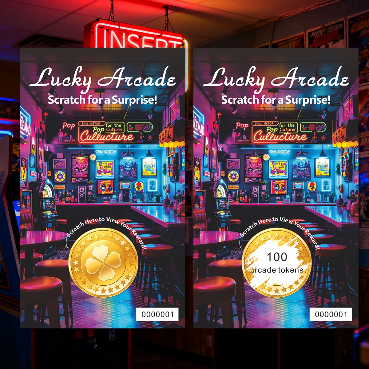 Scratch Win Game Tokens Online Design Scratch Card Custom Lucky Draw Digital Printing UV-coating