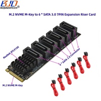 Carte d'extension M.2 NVME Key-M vers 6 ports SATA 3.0 7PIN avec connecteur RTL9110 pour disque dur HDD avec câble de données SATA3