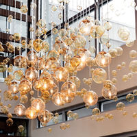 Lustre sphérique en verre sur mesure de grande taille pour villa duplex, appartement, hall d'hôtel, département des ventes, loft, escalier