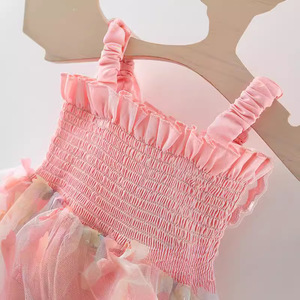 Robe d'été pour petite fille avec ailes de papillon, haut à bretelles en mousseline de soie et jupe dos nu, robe pour bébé fille - Product Image 4