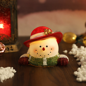 Adorno Navideño de Muñeco de Nieve de Resina, Estilo Dibujos Animados, Decoración para el Hogar, Adorno de Escritorio, Regalo - Product Image 3