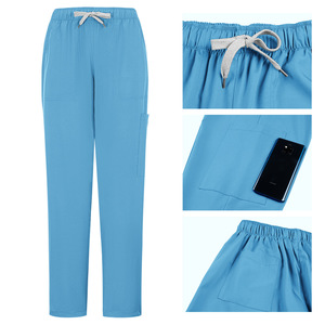 Unisex Scrub Set Moisture Wicking Hospital Uniforms Split Top And Pants Blue - Product Image 3