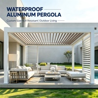 Pergola bioclimatique motorisée en aluminium avec toit à lames orientables, imperméable, pour terrasse extérieure