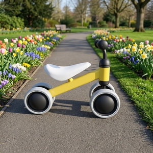 Vélo d'équilibre pour enfants à 4 roues, vélo à pousser pour bébé, vélo d'entraînement à l'équilibre pour tout-petits de <span class=keywords><strong>1</strong></span>, 2 et 3 ans, <span class=keywords><strong>jouet</strong></span> d'extérieur pour garçons et filles - Product Image 5