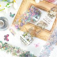 6 rouleaux/boîte de haute qualité Transparent Floral étanche Pet Tape étudiants à la main Diy Scrapbook décoratif Collage Masking Tape