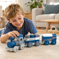 Jouet de train à empiler en bois Montessori, voiture à tirer, blocs de tri de formes, jouet éducatif pour tout-petits et enfants