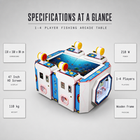 Machine de jeu de pêche pour 4 joueurs, machine d'arcade de pêche à monnayeur pour enfants avec système de récompense pour centre de jeux