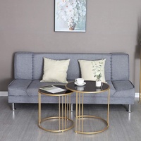 Ensemble de meubles de salon modernes de luxe en or, tables basses gigognes, tables d'appoint, tables à café, cadre en verre convertible, plateau en verre, design empilable