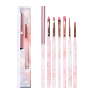 Noel tarzı pembe tırnak resim fırçası takım deri çanta tam Set özel özel etiket akrilik Kolinsky tırnak resim fırçası takım - Product Image 4