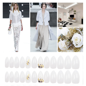 24 pièces Nouveau Design Usine Décorative <span class=keywords><strong>Blanc</strong></span> Chrome Faux Ongles <span class=keywords><strong>Avec</strong></span> <span class=keywords><strong>Strass</strong></span> ABS Aiguille Presse Sur Les Ongles Artificiels - Product Image 3