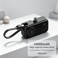 Batterie externe portable magnétique Li-Polymère 10000mAh, charge rapide 22.5W, 3 câbles Type-C intégrés, affichage numérique, ABS, OEM, ODM, personnalisable