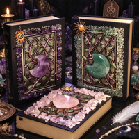 Carnet décoratif DIY en cristal naturel de haute qualité, gravé en forme de cœur, motif livre magique et lune d'amour, style art populaire, vente en gros