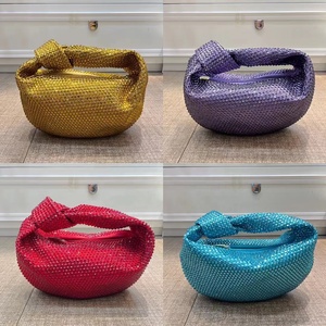 Bolso Jodie de cristal brillante de cuero genuino para mujer a la moda con nudo, bolsos Hobo para mujer, bolso de mano, monedero nuevo, monedero de noche - Product Image 5