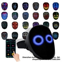 Masque LED lumineux transfrontalier best-seller pour Halloween, en plastique, pour hommes, pleine couleur, édition via application, activé par geste, 6 mois