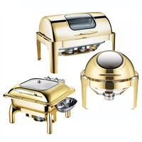 Plats de service professionnels GeHong en acier inoxydable (ronds et carrés) à chauffage à l'alcool 6L/9L pour buffet, maintien au chaud des aliments, événements de restauration, grande capacité