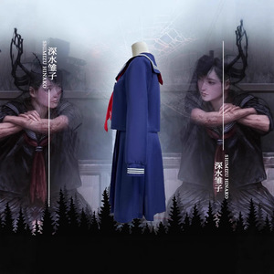 Costume de Cosplay Deepwater Hinako Sailor, ensemble trois pièces pour jeu d'anime, tenue féminine bleue avec cravate rouge - Product Image 2