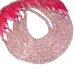 Natural Pink Rose Quartz Rondelle Faceted Top Grade Loose Gemstones 8 Strand 100-120 Cts 0.45-0.50mm Drill Hole Jewellery Making - Product Image 4