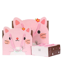 Customized Wholesale Classic Recycled Paperboard Craft Gift Packaging Bags Cute Animal Christmas Pattern Offset Printed Ribbon