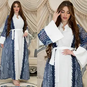 Middle East Turkey Islamic Mesh Embroidery Beaded Embroidery Muslim Including Belt Stylish Elegant Dubai Fine Dress 7094