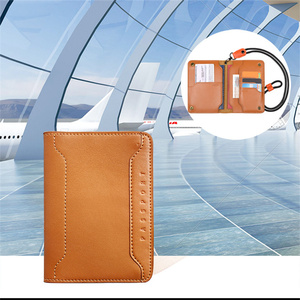 Porte-badge et passeport Yamo Premium en cuir véritable, étui de <span class=keywords><strong>rangement</strong></span> pour <span class=keywords><strong>billets</strong></span> de voyage, fermeture magnétique, personnalisation en relief - Product Image 2