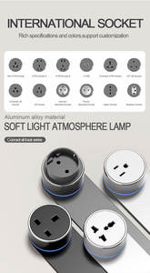 取り外し可能な電源ソケットトラックレールシステム、オフィス、デスク、家庭用キッチン向けのユニバーサル3穴トラックソケット - Product Image 4