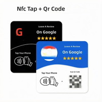 Carte de revue RFID NFC avec code QR dynamique et puce NTAG215 - Autocollant adhésif pour table pour les magasins, les bars, les hôtels (modèle DLP)