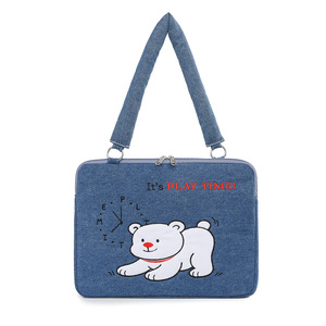 Denim Large Capacity Travel Portable Laptop <b>Bag</b> Shockproof Quilted Embroidered Soft Girls New Fashionable Design and Laptop <b>Bag</b> - Product Image 3