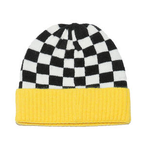 Plain Checkered Knitted Beanie <b>Hat</b> Embroidery Logo Custom Knitted Winter <b>Hats</b> Men Women Fashion Beanies <b>Hat</b> - Product Image 4