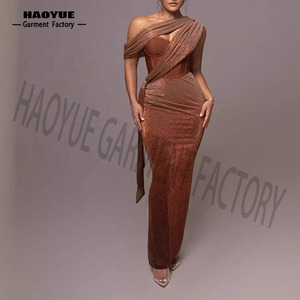 <span class=keywords><strong>ชุด</strong></span>เดรสเซ็กซี่เปิดไหล่เฉียงสำหรับผู้หญิงเดรสเกาะอกสำหรับตอนเย็นเดรสสีน้ำตาลมีริบบิ้นเข้ารูปแฟชั่นใหม่ - Product Image 1