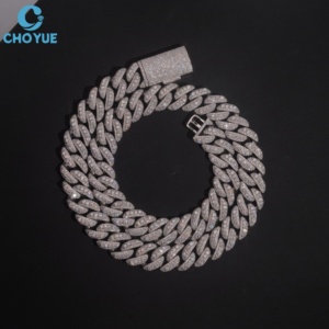 Collar de Plata de Ley S925 con Eslabones Cubanos, Estilo Celebridad, con Incrustaciones de Moissanita, Joyería de Regalo de Moda Urbana Hip Hop Clásica - Product Image 1