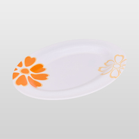 Assiettes en mélamine empilables à motif floral orange, personnalisables et flexibles, pour un usage quotidien