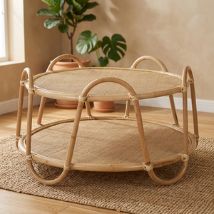 High Quality Handmade <b>Rustic</b> Rattan Round <b>Table</b> and Natural Rattan Home Furniture From Vietnam Handicraft - Product Image 1