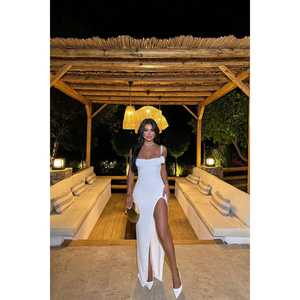 Vestido de Gala Blanco Sandra Rose con Flores Detalladas para Mujer, Estilo Fiesta de Noche, Cintura Imperio, Largo hasta la Rodilla, Tallas XS y XL - Product Image 3