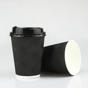 raw materials ripple wall cups 8 oz coffee paper cup printing logo paper cups with lid