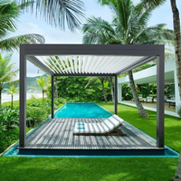 Gazebo d'extérieur au design moderne Pergola bioclimatique pare-soleil Système de toit à persiennes étanche avec cadre enduit de poudre