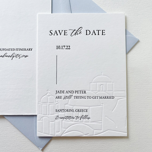 Invitación de Boda de Papel de Algodón Hecha a Mano con Ilustración Personalizada del Lugar, Diseño Minimalista, Invitaciones de Boda de Lujo - Product Image 3