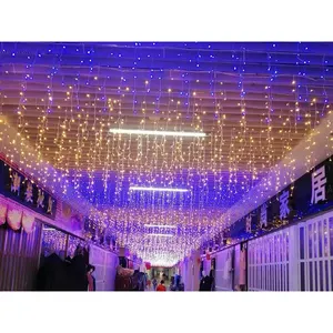 Christmas Wedding Party Holiday Outdoor Strobe Christmas Icicle Fairy Curtain String Light Outdoor Led String Lights