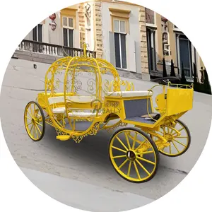 2024 Hot Selling English Style Metal Pumpkin Carriage Electric Vehicle Horse Carriage Carriages For Sale