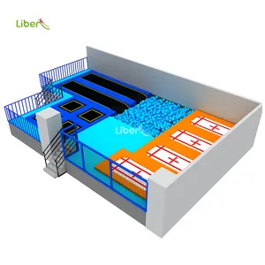 Liben trampolín Park trampolín interior comercial con redes de seguridad trampolín profesional esteras poam pit