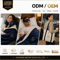 Ensemble couverture et oreiller de voyage pour avion avec logo personnalisé, oreiller de nuque, masque pour les yeux, sac fourre-tout, boîte cadeau pour hôtels, compagnies aériennes, cadeaux d'entreprise