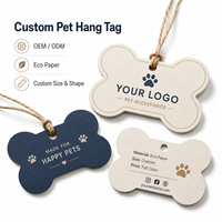 Étiquette volante personnalisée en papier pour emballage de produits pour animaux de compagnie, découpée en forme d'os, pour collier et laisse de chien, avec cordon élastique, en carton kraft écologique, vente en gros