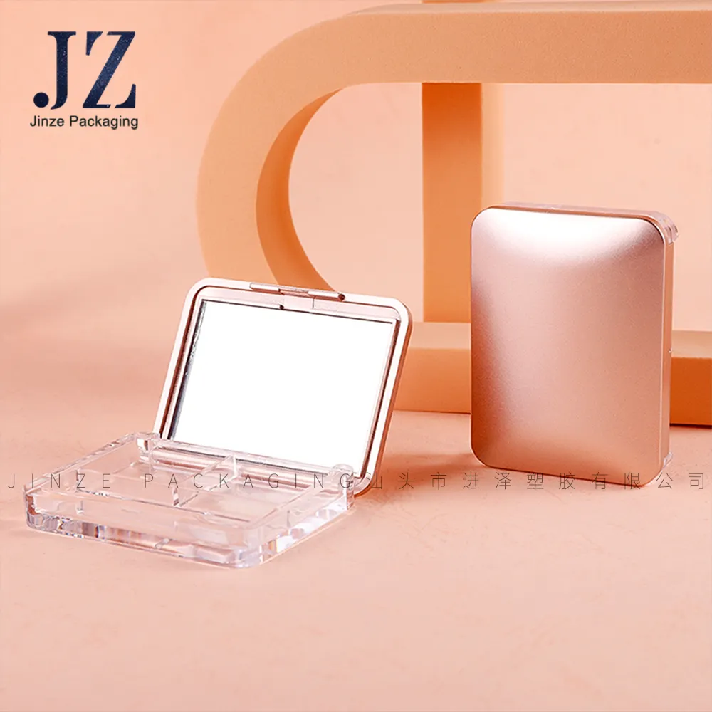 Jinze Square Hole Blush Box Kunststoff Umwelt freundliches Papier Magnetische Lidschatten verpackung mit Spiegel