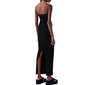 Robe <span class=keywords><strong>maxi</strong></span> noire sans bretelles à découpes SHENGFU pour femmes, robe moulante tube, robe décontractée d'été pour soirée - Product Image 2