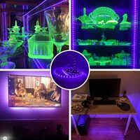 Bande lumineuse LED - 60 unités de mèches LED UV 395-400nm, luminaires flexibles à lumière noire 12V, bande lumineuse noire 14W pour décoration intérieure
