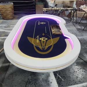 YH 10 Person Luxury Modern Professional Quality Texas Poker Table with LED Lights and Wooden Materials - Product Image 3
