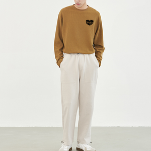 T-shirt <span class=keywords><strong>termica</strong></span> da uomo a manica lunga in <span class=keywords><strong>maglia</strong></span> Waffle personalizzata in cotone misto morbido in bianco solido da uomo con vestibilità regolare - Product Image 5