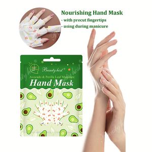 Wholesale Hand Skin Care <b>Gloves</b> Avocado and Perilla Leaf Hand Mask with Removable Finger Tips for Using During a Manicure - Product Image 1